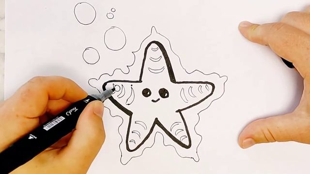 Как нарисовать морскую звезду.Мультик-раскраска / How to draw a starfish.Cartoon coloring book смотреть онлайн