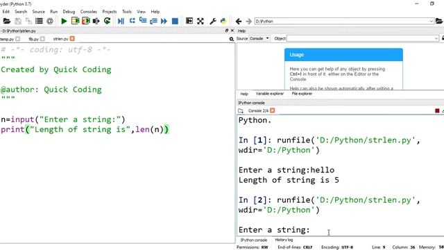 Program to find Length of a String using Python смотреть онлайн