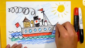 Как нарисовать КОРАБЛЬ - уроки рисования для детей от РыбаКит