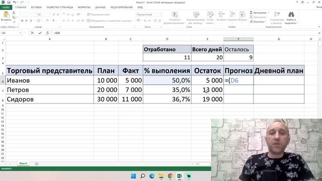Таблица динамика выполнения плана по продажам. Создаем в Excel c 0 смотреть онлайн