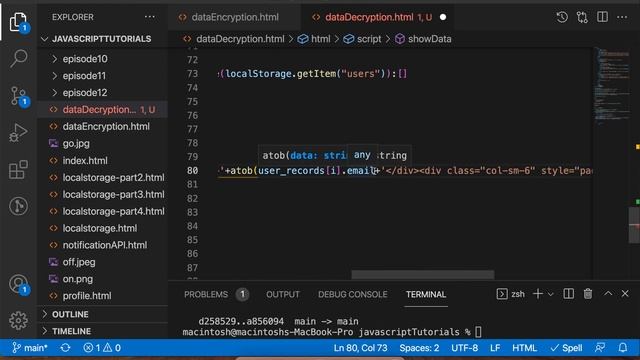 Data decryption in javascript Form | base64 | ATOB | Decoder/Encoder in Javascript Local storage смотреть онлайн