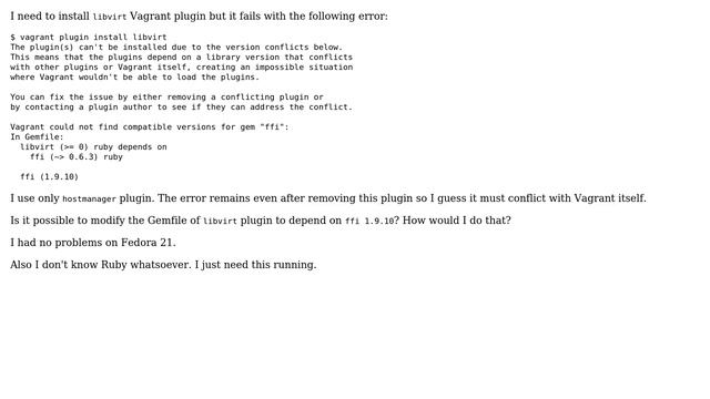 Unix & Linux: Vagrant libvirt provider on Fedora 23 смотреть онлайн