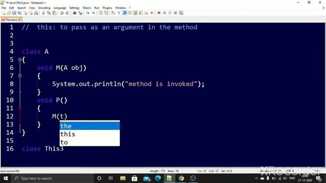 this keyword: pass as an argument in the method in java смотреть онлайн
