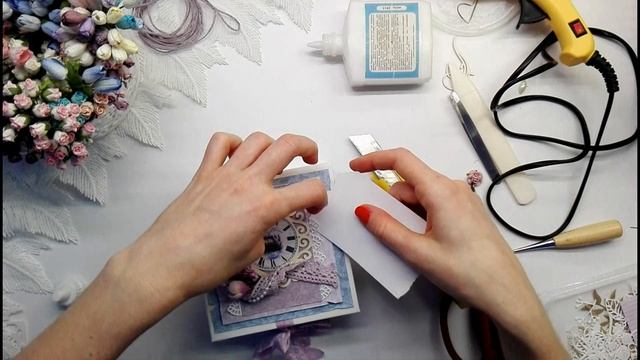 Декор коробочки с открыткой. Мастер-класс. Скрапбукинг. смотреть онлайн