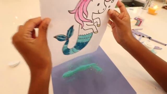 Cute Mermaid Unicorn Fish with Glitter Bubbles ! Toy Art coloring and drawing смотреть онлайн
