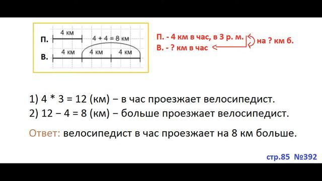 ГДЗ 4 класс Страница.85 №392 Математика Учебник 1 часть (Моро