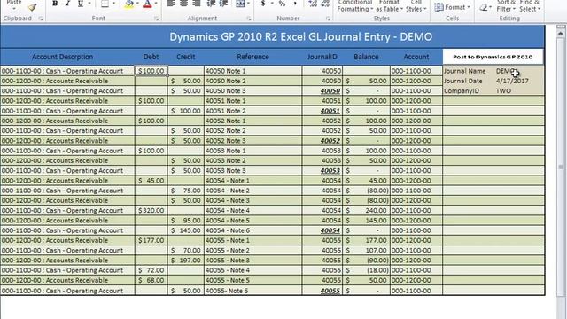 Dynamics GP 2010 R2 Excel 2010 General Journal Demo смотреть онлайн