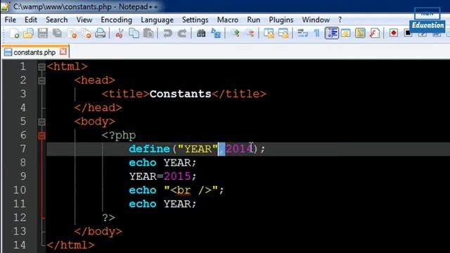 PHP: Hypertext Preprocessor -Tutorial no 18 Constants смотреть онлайн