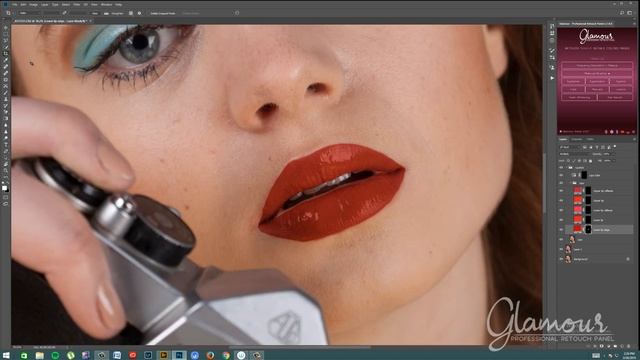 Photoshop Lipstick & Changing Lip Color Using ( GLAMOUR RETOUCH PANEL ) смотреть онлайн