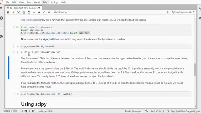 Python - Sign test (one sample) смотреть онлайн
