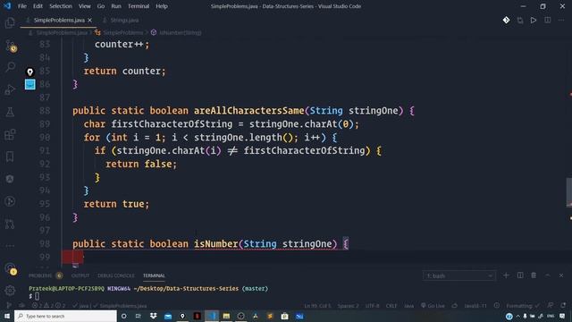 Problems on Strings - areAllCharactersSame, isNumber, checkForBinaryString смотреть онлайн