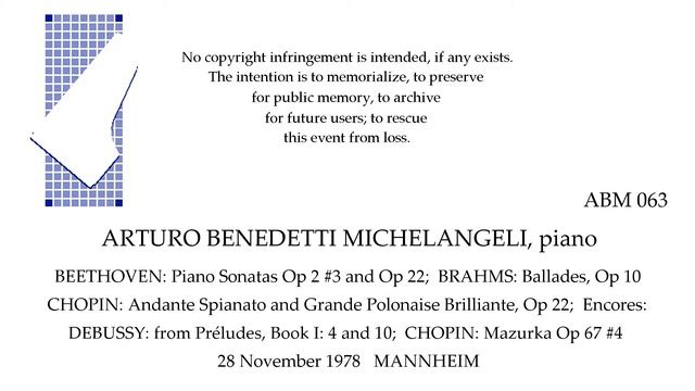 MANNHEIM Recital Arturo Benedetti Michelangeli, piano 1978 смотреть онлайн