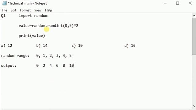 Python Random||कैसे करे Random का Python में use||Question on "Random"||Technical Nitish||Python•√1 смотреть онлайн