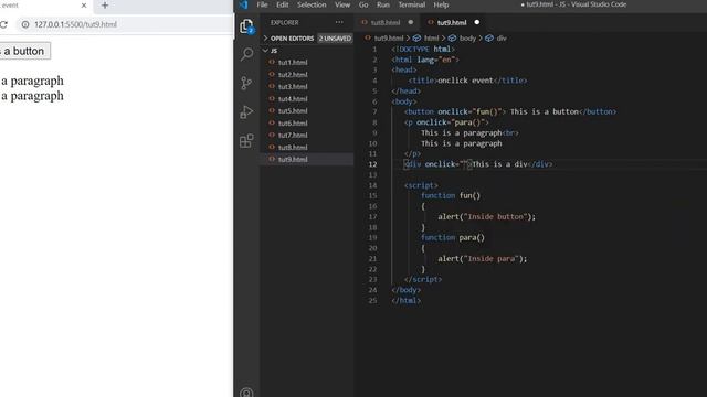 9. onclick event in JavaScript | JavaScript tutorial for beginners смотреть онлайн