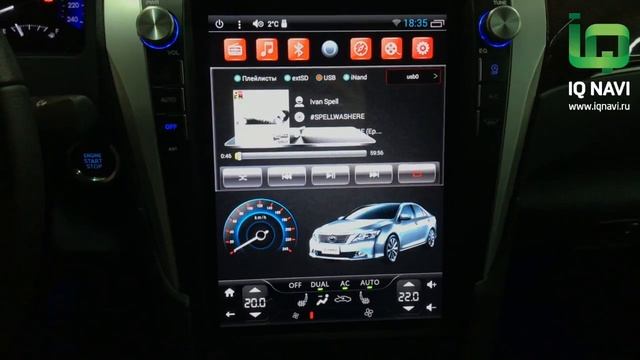 Установка магнитолы с вертикальным экраном IQ NAVI для Тойота Камри V55 (2014+) 12,1" TESLA STYLE смотреть онлайн