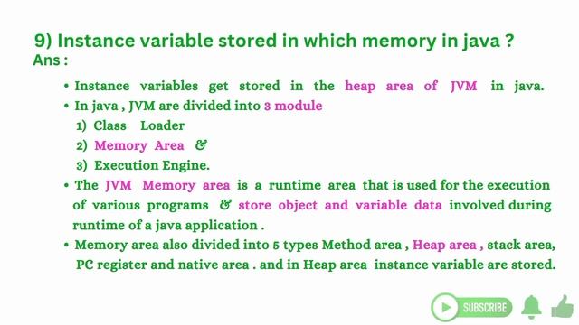 9. Instance variable Stored in which memory area of JVM in java | Siddharth Lecture смотреть онлайн