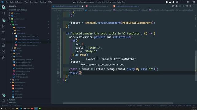 41. Testing Post Detail Component Template using nativeElement & debugElement - Angular Unit Testin смотреть онлайн