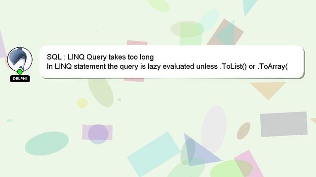 SQL : LINQ Query takes too long смотреть онлайн