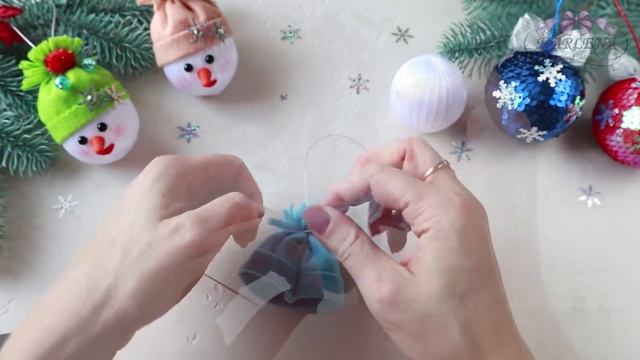 ⛄ СНЕГОВИКИ из ЛЕНТ ⛄ Игрушка на ёлку/DIY Snowman смотреть онлайн
