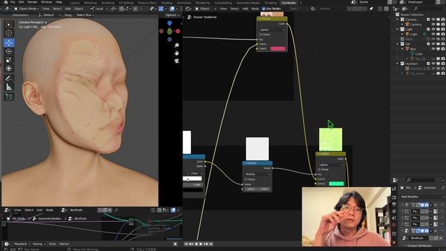 ? Human Skin Push Part-2 Shader 皮膚 / Character / Blender Geometry Node Tutorial смотреть онлайн