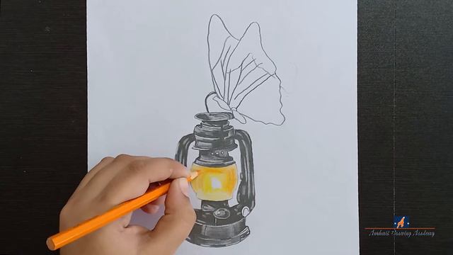 How to draw old Lantern Lamp & Butterfly Drawing || pencil sketch|| смотреть онлайн