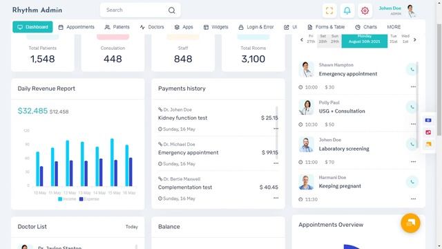 Medical Dashboard Bootstrap 5 Admin Theme Template with LTR Light Theme смотреть онлайн