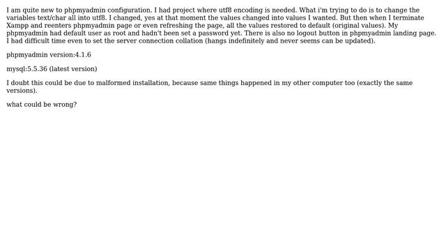 Unable to modify variables phpmyadmin via variables tab (Xampp) смотреть онлайн