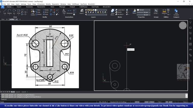 2D Practice Drawing BricsCAD V20 Tutorial 173 | Exercise 28 | Mechanical Drawing Tutorial in Hindi смотреть онлайн