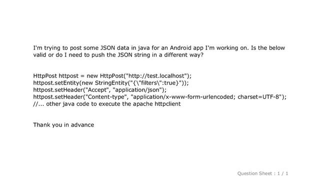 Android : How to add json to the body of an http post in java смотреть онлайн