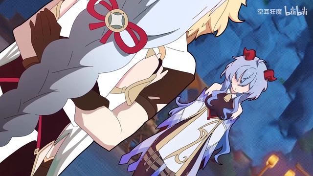 Итер целует Шэнь Хэ Genshin Impact