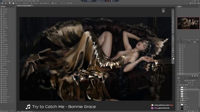 Photoshop painting process - Golden смотреть онлайн