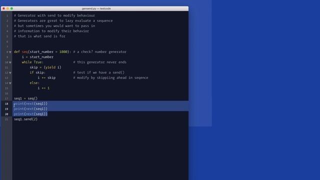 Python: Using the send function to inject parameters into a generator смотреть онлайн