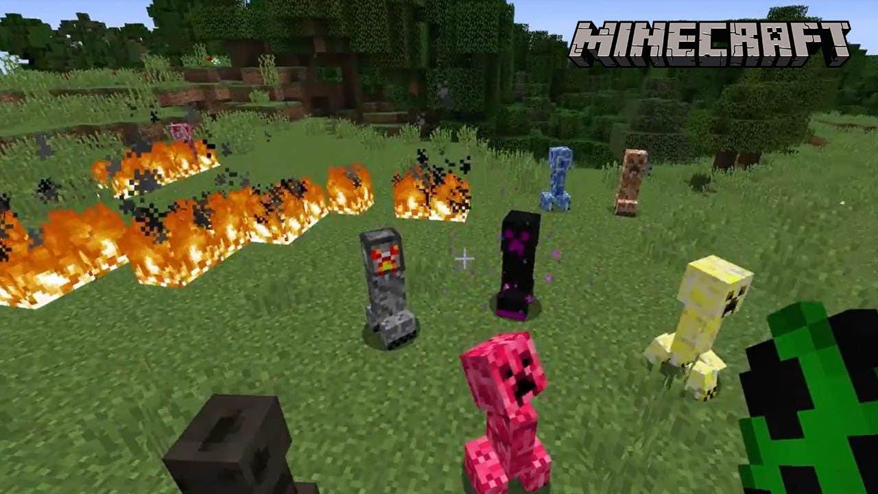 Новые виды криперов в Майнкрафт | Обзор мода Elemental Creepers смотреть онлайн