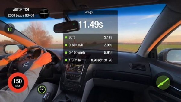 Lexus GS460 4.6i V8 AT RWD 2008 STOCK. 0-200 acceleration.
