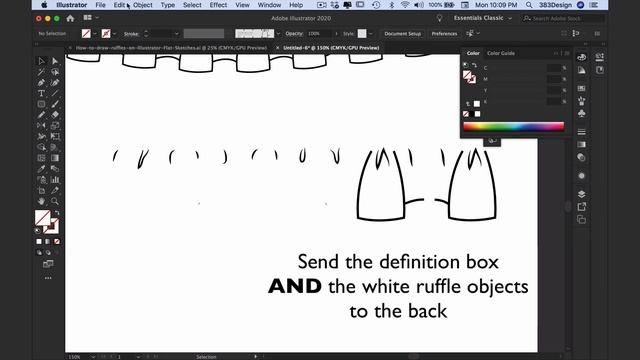 How to color a ruffle Illustrator pattern brush for a Fashion Design Flat Sketch смотреть онлайн