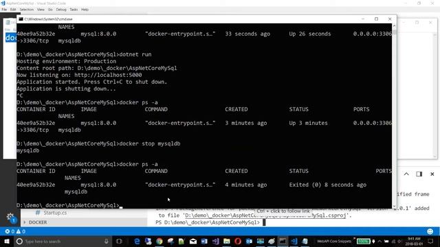 Dockerizing both ASP.NET Core 2.0 & MySQL смотреть онлайн
