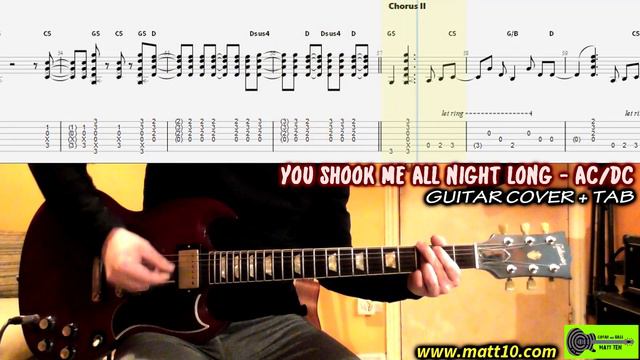 YOU SHOOK ME ALL NIGHT LONG Guitar TAB Cover AC DC | Guitar Only смотреть онлайн