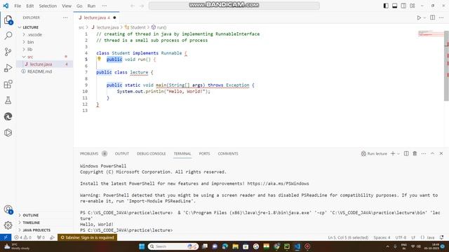 PART1 : (HINDI) CREATING A THREAD IN JAVA BY IMPLEMENTING RUNNABLE INTERFACE смотреть онлайн