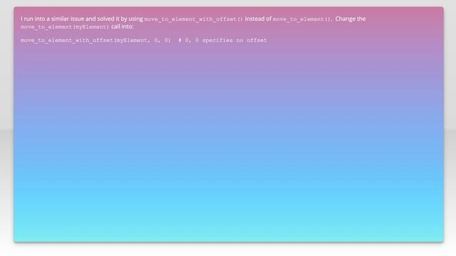 python selenium : move_to_element() not working смотреть онлайн