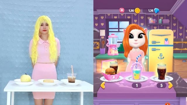 Imitate Angela to Make a Fruit Smoothie - My Talking Angela 2 Real Life Part 41 смотреть онлайн