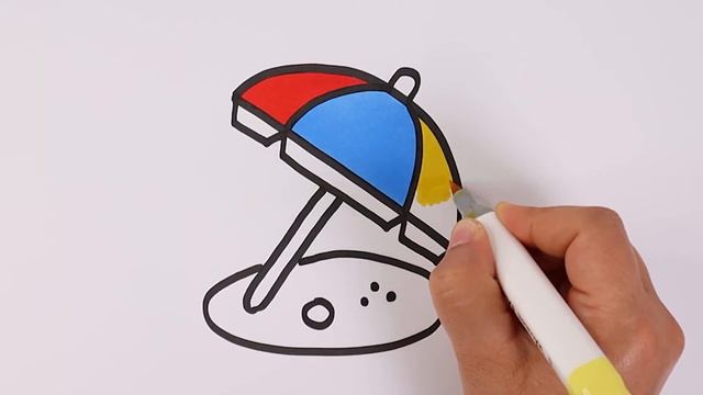 Easy Cute Drawings For Kids, Drawing Beach Umbrella Easy, Simple Drawing With Cute Stickers For Kid смотреть онлайн