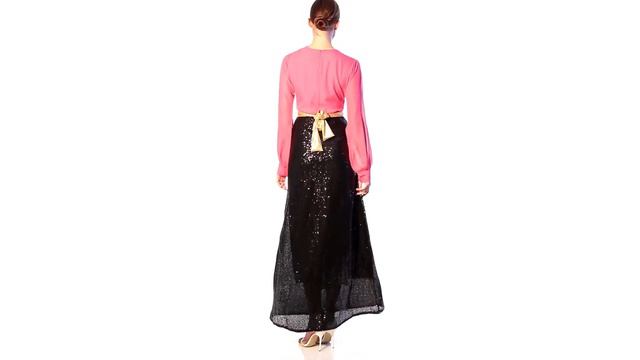 Reeta Gloria Pink Evening Dress For Women S, Fuchsia, Black смотреть онлайн