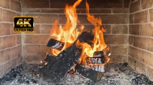 Камин 4К, релакс и треск березовых дров в костре.