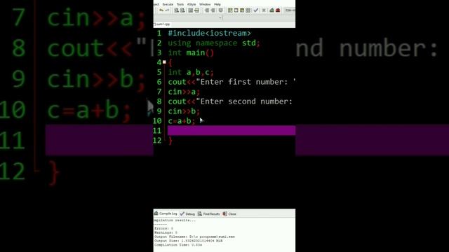 sum of two numbers in c in dev c++ | @mscoder смотреть онлайн