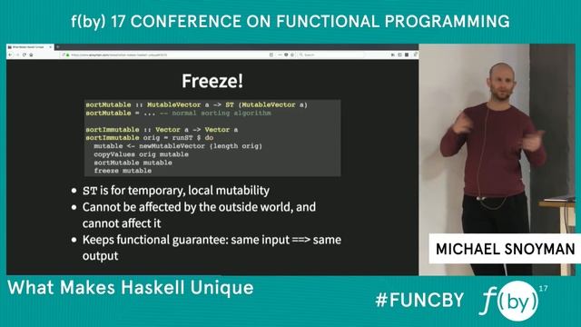 F(by) 2017. Michael Snoyman - What Makes Haskell Unique. смотреть онлайн