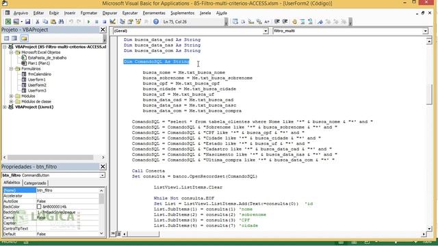 Video 85 - Parte 01 - Excel VBA - Filtro Multicritério com BD Access e consulta SQL смотреть онлайн