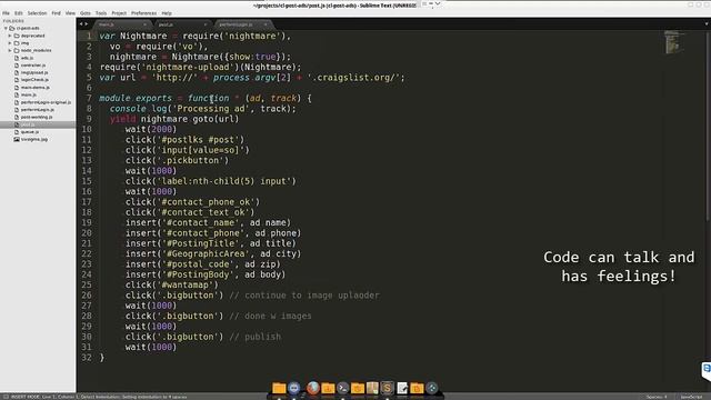 Web Bot Tutorial - Auto Post to Craigslist - 4/4 - Modules and Asynchronous Code with Nightmare.js смотреть онлайн
