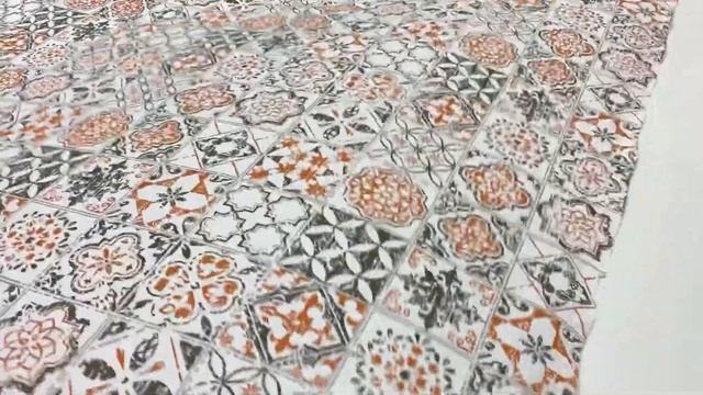 Полулен «Майолика на белом», цв. серый/оранжевый, вид2 смотреть онлайн