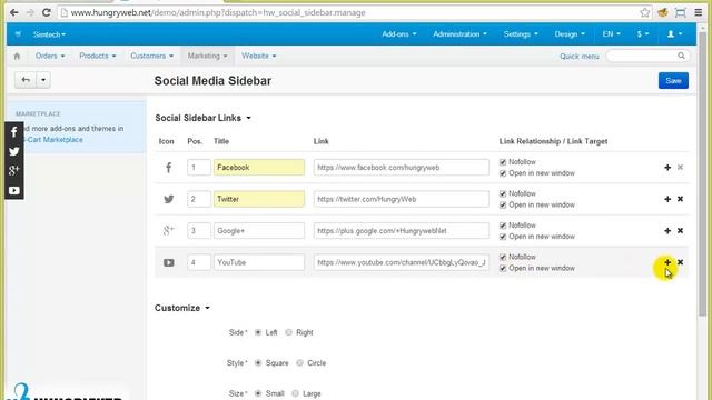 Social Media Sidebar - CS-Cart Add-on by HungryWeb.net смотреть онлайн
