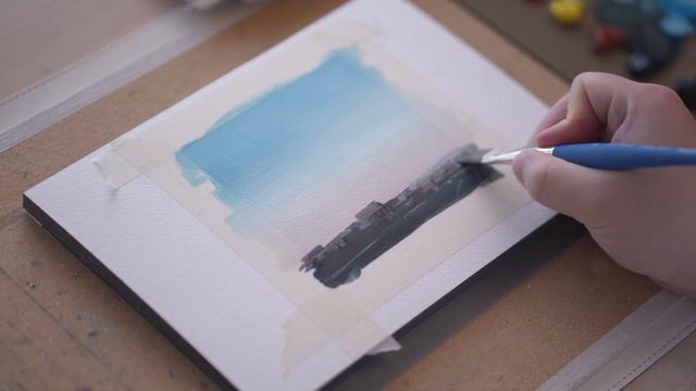 [오토OTTO] 과슈로 벚꽃 풍경화 그리기 과슈로 벚꽃 풍경화 그리는 법 (수채화, 풍경화, 갬성, 사진, 배경화, 그라데이션, 초보자, 불투명 수채)